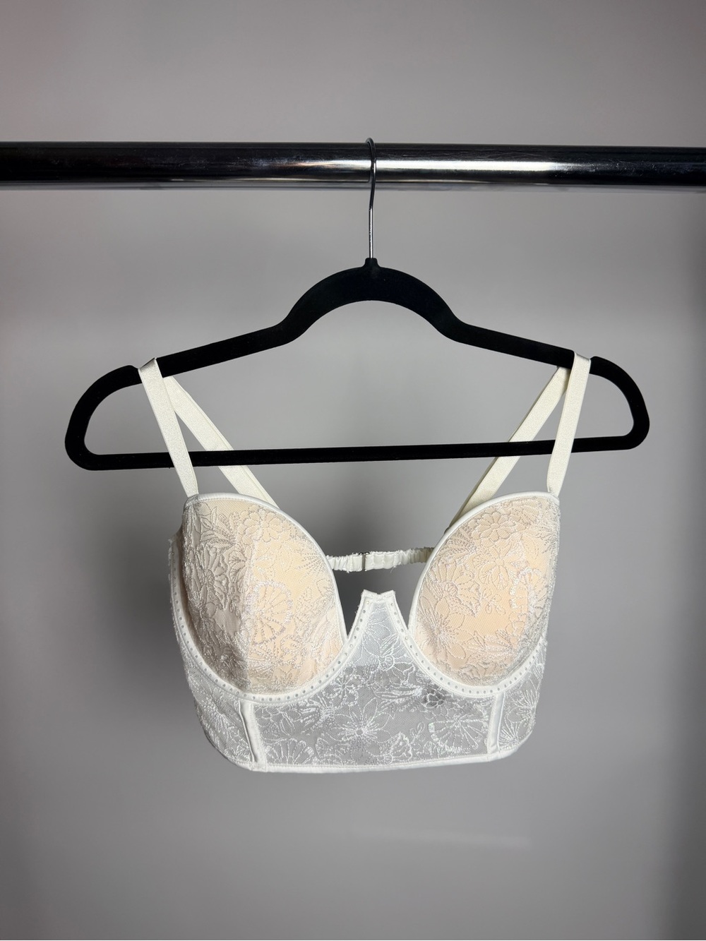 Victoria's Secret White Lace Longline Bra
